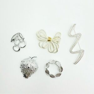 Vintage Silver Tone Rhinestones Sarah Coventry Brooches Lot
